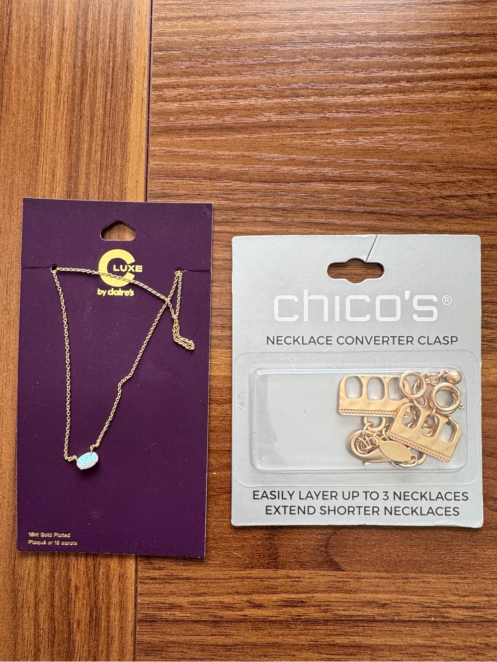 C Luxe by Claire’s 18k gold plated necklace w converter clasp
